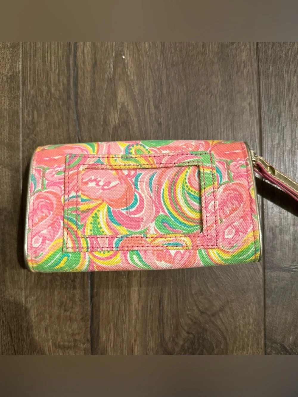 Lilly Pulitzer Flamingo Swirl Wristlet Wallet - Pink & Green
